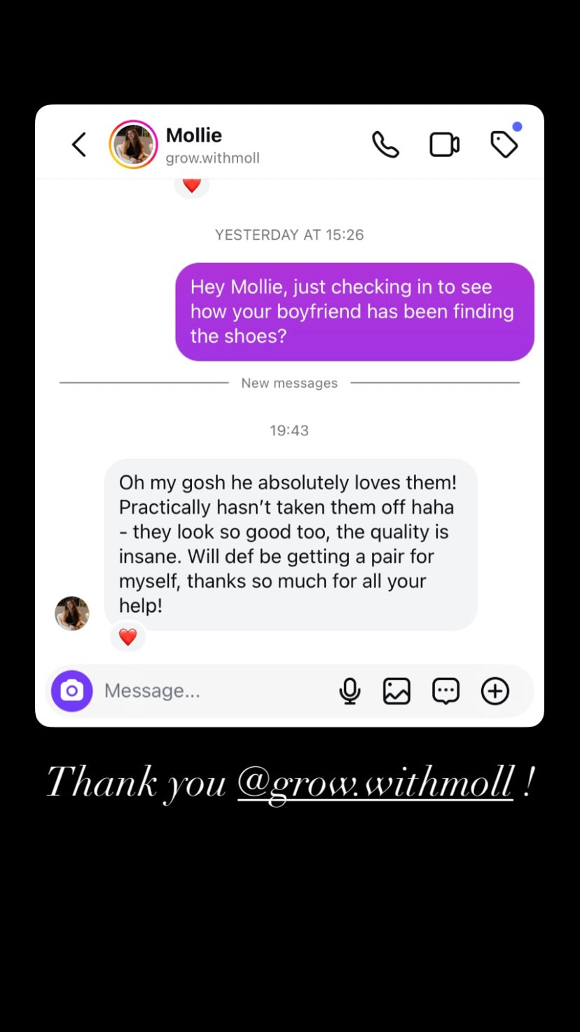 Customer testimonial shared on Instagram
